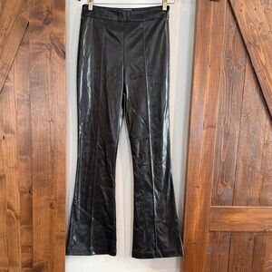 Princess Polly Faux Leather Pant Womens Size 4 Black High Waist Flare Leg Pant